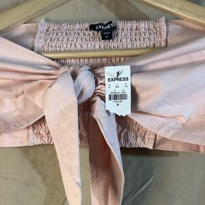 Express Blush Tie-Front Off-Shoulder Top